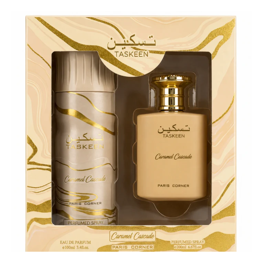 PARIS CORNER Set Taskeen Caramel Cascade 100ml+ 200ml Spray Edp Mujer