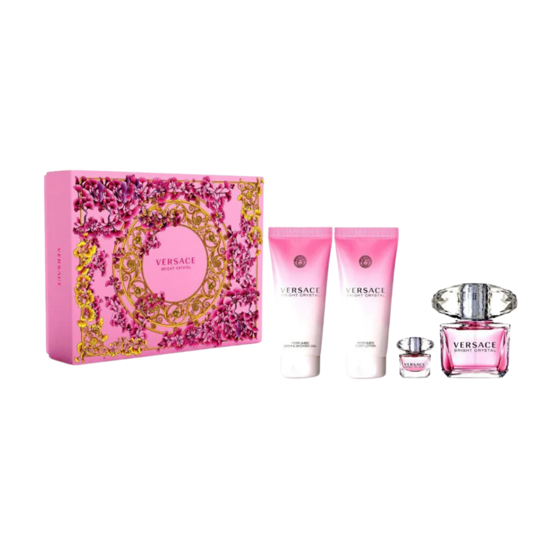 VERSACE Estuche Bright Crystal Edt 90ml + 5ml + Body lotion + Shower gel Mujer